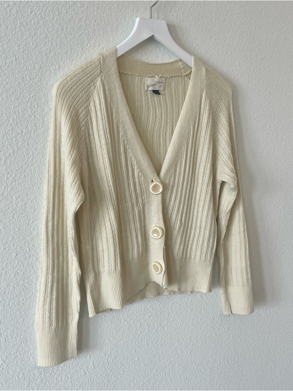Cream Ribbed V-Neck Button Cardigan Sweater Target Universal Thread